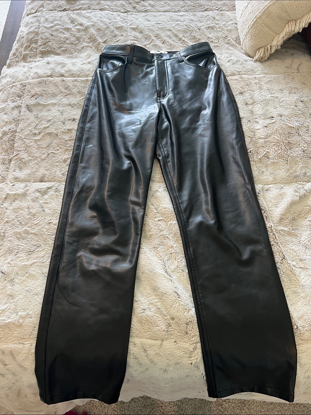 Abercrombie & Fitch Black Leather Pants - Straight Leg